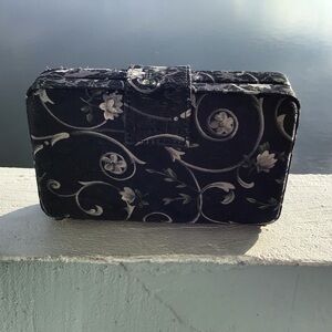Saks Fifth Avenue Jacquard Silk Floral Box Clutch with Snap Flap Closure Lovely